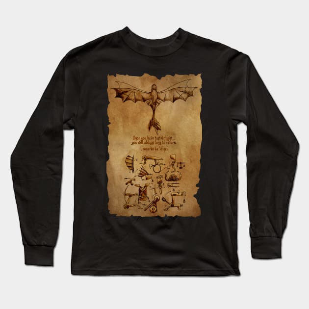 Hiccup's Sketchbook (DaVinci's Dragon) Version 2 Long Sleeve T-Shirt by inhonoredglory